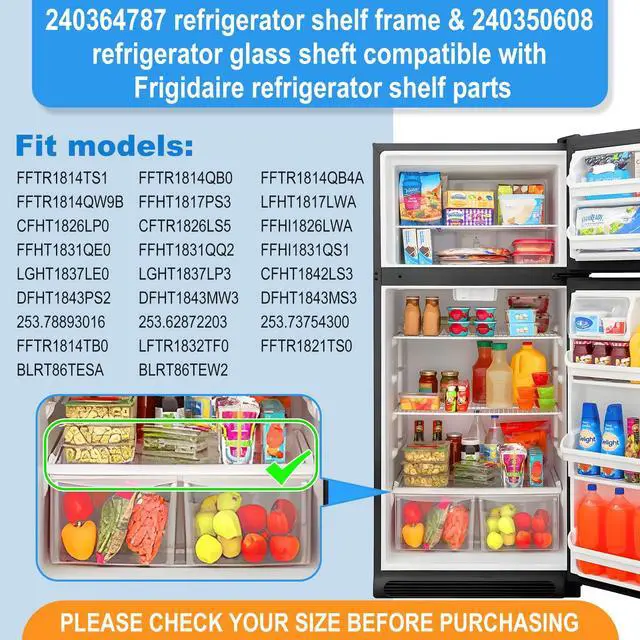 Alt view image 6 of 7 - UPGRADED 240364787 Refrigerator Crisper Drawer Cover with 240350608 Crisper Glass Replacement Compatible with Frigidaire kenmore Refrigerator Drawer Replacement, Fridge Crisper Pan Drawer Cover