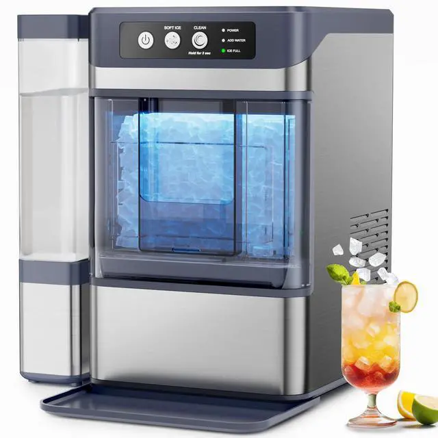 Main image of Nugget Ice Maker Countertop, 44lbs/24H with 0.8 Gallon Tank, ETL Approval, Chewable Soft Pellet Ice Ready in 5 Mins, Stainless Steel Countertop Ice Maker with Self-Cleaning for Home, Office, RV