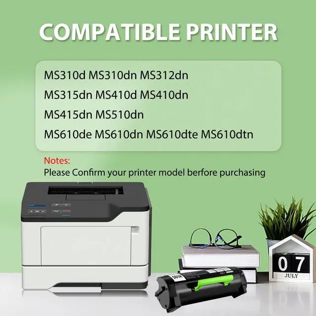 Alt view image 2 of 6 - 501H 50F1H00 Toner Cartridge Compatible for Lexmark 501H 501X for MS610 MS610dn MS310 MS310dn MS410 MS410dn MS415 MS415dn MS510 MS510dn Printer(5,000 Pages, 2 Pack)