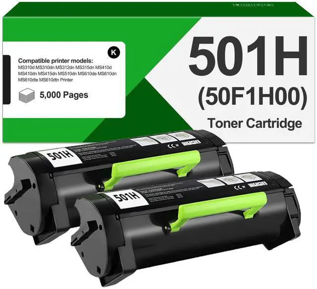 Main image of 501H 50F1H00 Toner Cartridge Compatible for Lexmark 501H 501X for MS610 MS610dn MS310 MS310dn MS410 MS410dn MS415 MS415dn MS510 MS510dn Printer(5,000 Pages, 2 Pack)