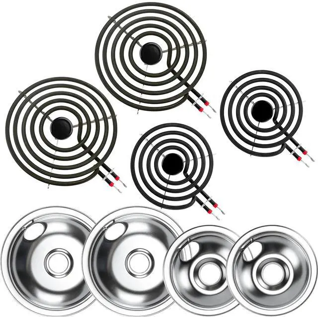 Main image of 2*316048413(8") 2*316048414(6") Electric Stove Burner Drip Pans MP22YA Electric Range Burner Element Set MP15YA(6") MP21YA(8") Compatible with Frigidaire Kenmore Crosley Range Oven/Stove by