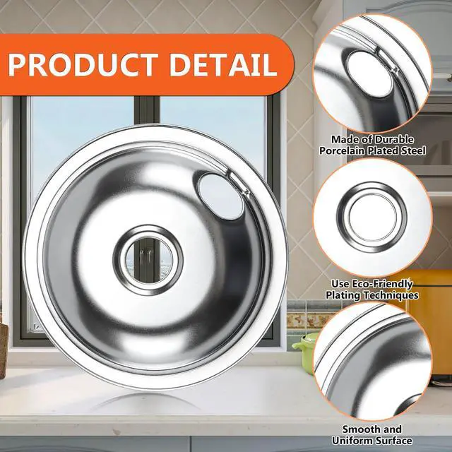 Alt view image 2 of 7 - 2*316048413(8") 2*316048414(6") Electric Stove Burner Drip Pans MP22YA Electric Range Burner Element Set MP15YA(6") MP21YA(8") Compatible with Frigidaire Kenmore Crosley Range Oven/Stove by
