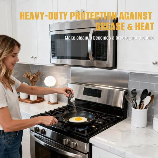 Alt view image 3 of 6 - 12" x 30" Magnetic Stainless Steel Stove Backsplash, Brushed Metal Wall Protector for Kitchen, Ultra Flat Splatter Guard Panel with 4 Pre-Drilled Holes, Easy to Install & Clean-2PCS