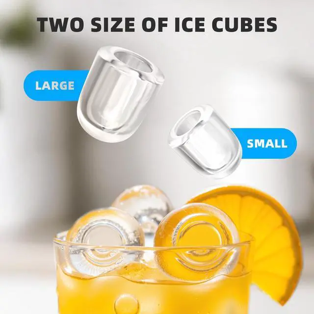 Alt view image 6 of 7 - Countertop Ice Maker, Portable Ice Machine with Carry Handle, 26.5Lbs/24H, 2 Sizes Bullet Ice, 8Cubes in 6 Mins Office/Kitchen/Bar Grey