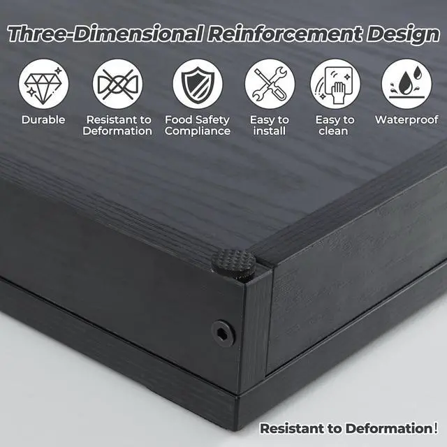 Alt view image 7 of 7 - Noodle Board Stove Cover for Stoves, Wooden Cover Built-in Handles | 30"L x 22"W x 2.4"Th Heavyweight Stove Top Cover For Gas Burners & Electric Stove, Serving Tray, Space Saver, Black
