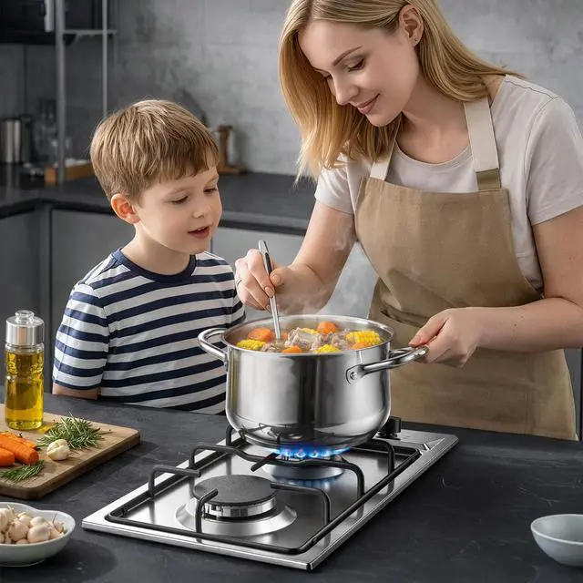 Alt view image 7 of 7 - Gas Cooktop 2 Burner, 12 Inch Built-in Propane Cooktop, NG/LPG Dual Fuel Gas Stove Top with Thermocouple Safety Protection, Stainless Steel Stove for Apartment, Kitchen & RV