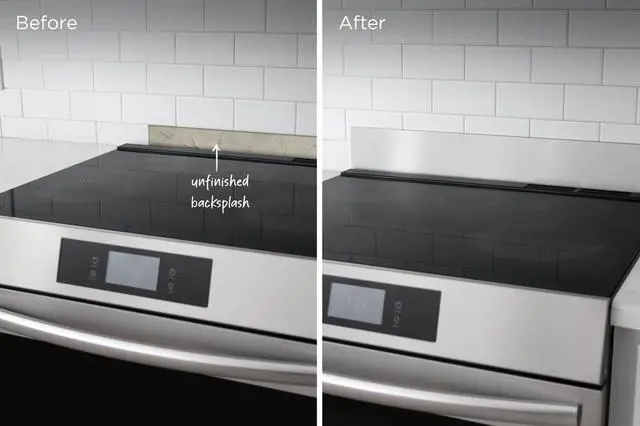 Alt view image 5 of 5 - 11NBBKGDDS Front Control Freestanding Range Universal Backguard, Black Stainless Steel Backsplash Guard