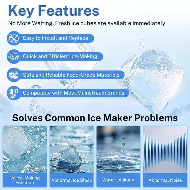 Alt view image 3 of 7 - 2198597 Ice Maker, 185W 115V 60Hz, Fit for Whirlpool, Maytag | High Efficiency Ice Making, Food-grade Materials, Replaces W10122502, 626663, 1016069, 2198678