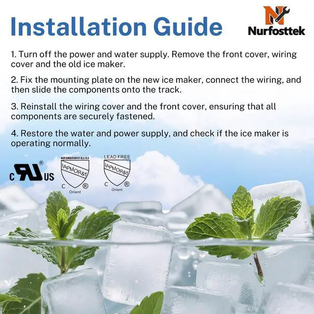 Alt view image 4 of 7 - 2198597 Ice Maker, 185W 115V 60Hz, Fit for Whirlpool, Maytag | High Efficiency Ice Making, Food-grade Materials, Replaces W10122502, 626663, 1016069, 2198678