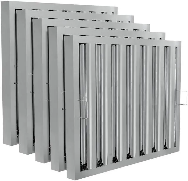 Main image of Stainless Steel Commercial Kitchen Hood Filter, Range Hood Baffle Grease Filter for Restaurant Exhaust Hoods, UL/NSF Listed, 24.5W x 19.5H Inch 7 Grooves Hood Filters5 Pack