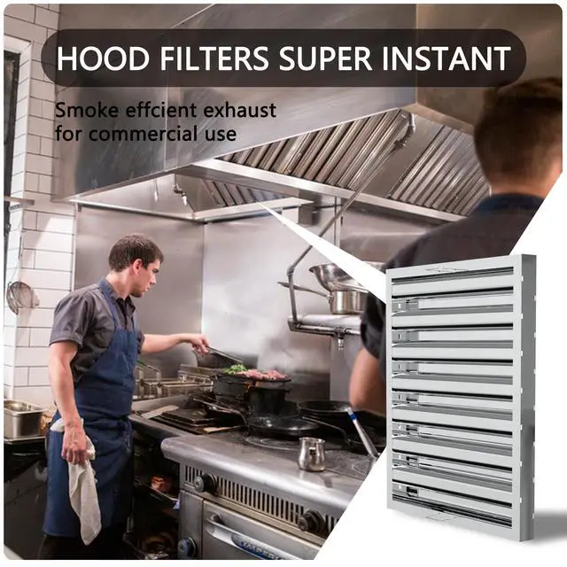 Alt view image 4 of 6 - Stainless Steel Commercial Kitchen Hood Filter, Range Hood Baffle Grease Filter for Restaurant Exhaust Hoods, UL/NSF Listed, 24.5W x 19.5H Inch 7 Grooves Hood Filters5 Pack