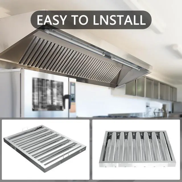 Alt view image 5 of 6 - Stainless Steel Commercial Kitchen Hood Filter, Range Hood Baffle Grease Filter for Restaurant Exhaust Hoods, UL/NSF Listed, 24.5W x 19.5H Inch 7 Grooves Hood Filters5 Pack