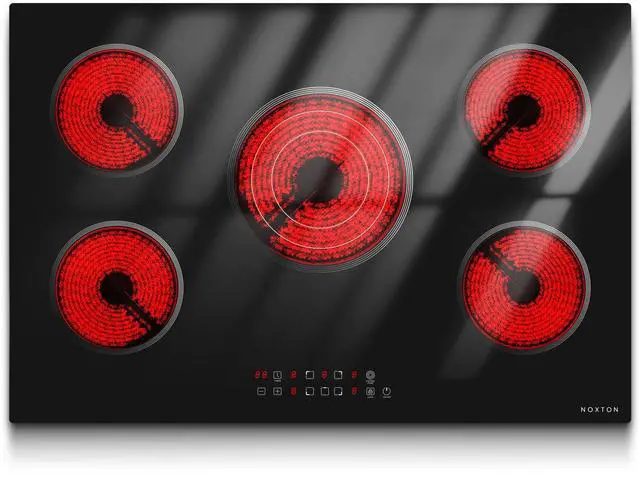 Main image of 30 Inch Electric Cooktop with Triple Ring Expandable Burner, 240V | 5 Burner Ceramic Cooktop, Built-in Radiant Electric Stove Top, 9 Power Levels, Timer, Child Safety Lock, 220-240V Hardwired