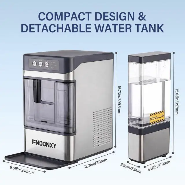 Alt view image 7 of 7 - Countertop Nugget Ice Maker, 44Lbs/24H with 0.8 Gallon Tank, Soft Chewable Pellet Ice Ready in 6min, Self-Cleaning Portable Ice Machine Portable with Ice Scoop for Home (Ice Maker-44Lbs)