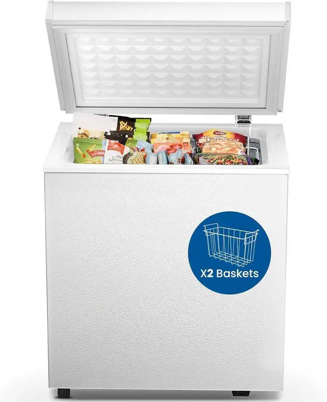 Main image of Chest Freezer 2.0 Cubic Feet Deep Freezer with 2 Removable Baskets, Free Standing Top open Door Compact Freezer, Adjustable Temperature for Home Dorm, Bar, Basement, Kitchen