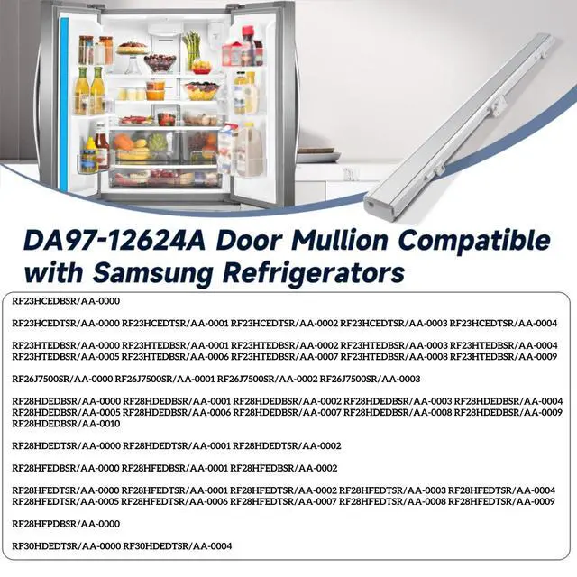 Alt view image 4 of 7 - DA97-12624A Refrigerator Door Flipper Assembly Compatible with Samsung RF323TEDBSR, Sam-Da97-12624a Refrigerator Door Mullion with Heater Replaces 3319840 AP5623125 PS4176633 EAP4176633