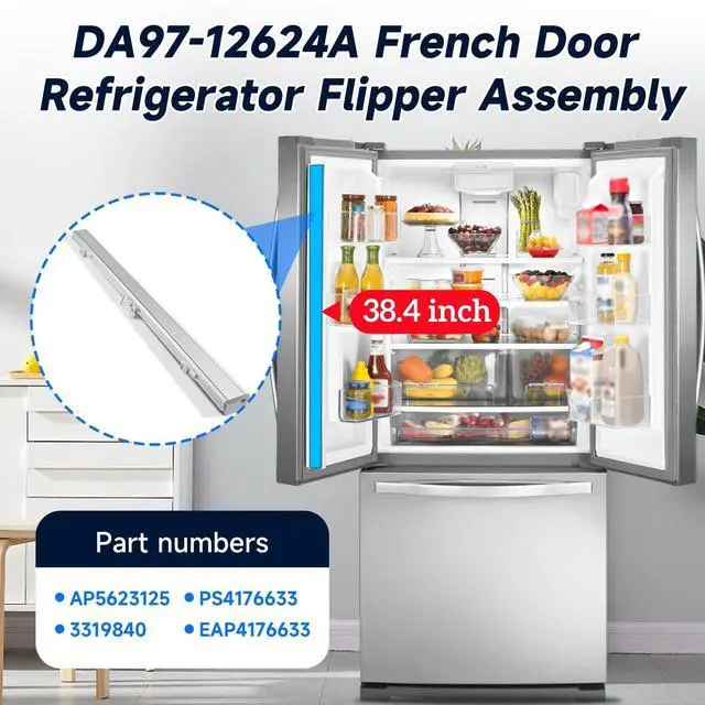 Alt view image 5 of 7 - DA97-12624A Refrigerator Door Flipper Assembly Compatible with Samsung RF323TEDBSR, Sam-Da97-12624a Refrigerator Door Mullion with Heater Replaces 3319840 AP5623125 PS4176633 EAP4176633