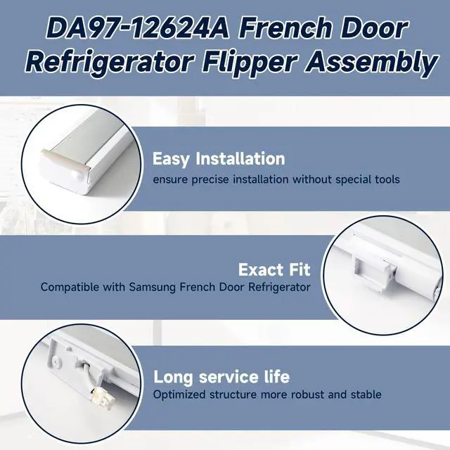 Alt view image 6 of 7 - DA97-12624A Refrigerator Door Flipper Assembly Compatible with Samsung RF323TEDBSR, Sam-Da97-12624a Refrigerator Door Mullion with Heater Replaces 3319840 AP5623125 PS4176633 EAP4176633