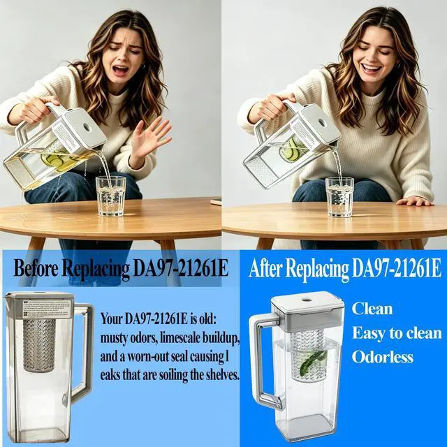 Alt view image 3 of 7 - DA97-21261E Water Pitcher Assembly Replacement for samsung Refrigerator | RF29A9671SR, RF29A9071SR, RF23A9671SR, etc Water Pitcher. No Leak, Includes 2 Extra Sealing Rings