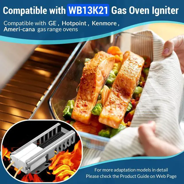 Alt view image 2 of 7 - 4 Pcs Gas Oven Igniter Compatible with WB13K21, IG9998, AP2020569 PS231280 | Compatible with GE Hotpoint Kenmore, Fix No Heat, Slow Ignition, Uneven Baking, Fast Heating, Easy Range Repair Replacement