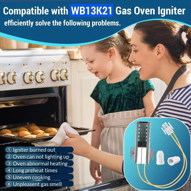 Alt view image 3 of 7 - 4 Pcs Gas Oven Igniter Compatible with WB13K21, IG9998, AP2020569 PS231280 | Compatible with GE Hotpoint Kenmore, Fix No Heat, Slow Ignition, Uneven Baking, Fast Heating, Easy Range Repair Replacement