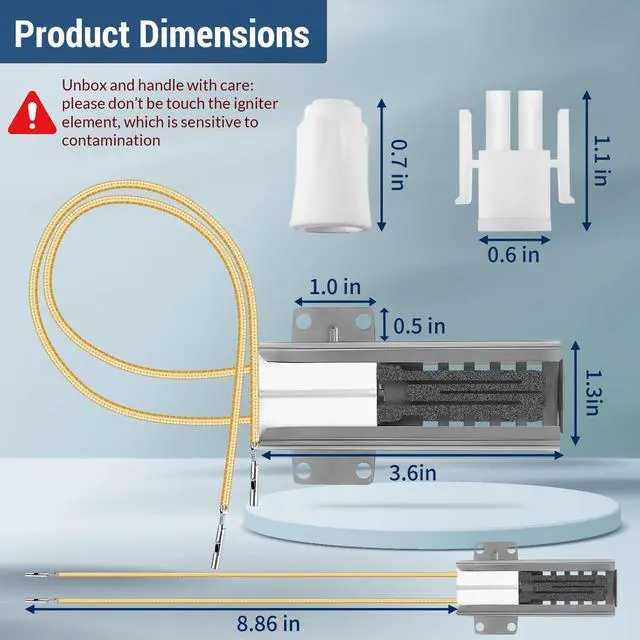Alt view image 4 of 7 - 4 Pcs Gas Oven Igniter Compatible with WB13K21, IG9998, AP2020569 PS231280 | Compatible with GE Hotpoint Kenmore, Fix No Heat, Slow Ignition, Uneven Baking, Fast Heating, Easy Range Repair Replacement