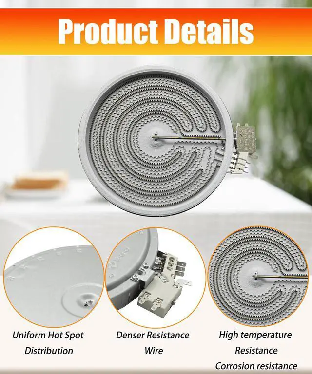Alt view image 4 of 6 - 316530000 316530001 9" Range Oven Dual Radiant Surface Element Replacement | Fits for Frigidaire Electrolux Stove, 3200(1100)W Burner Replaces AP5983959, 316530000, 4279207, PS11723364,W10251108