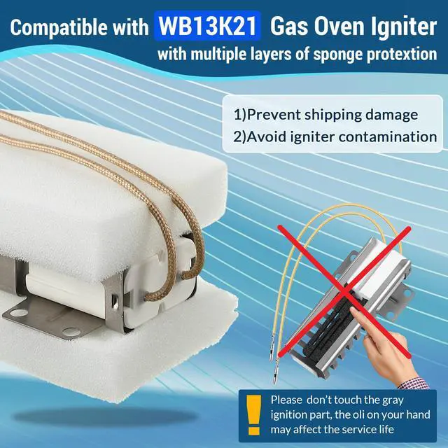 Alt view image 6 of 7 - 4 Pcs Gas Oven Igniter Compatible with WB13K21, IG9998, AP2020569 PS231280 | Compatible with GE Hotpoint Kenmore, Fix No Heat, Slow Ignition, Uneven Baking, Fast Heating, Easy Range Repair Replacement