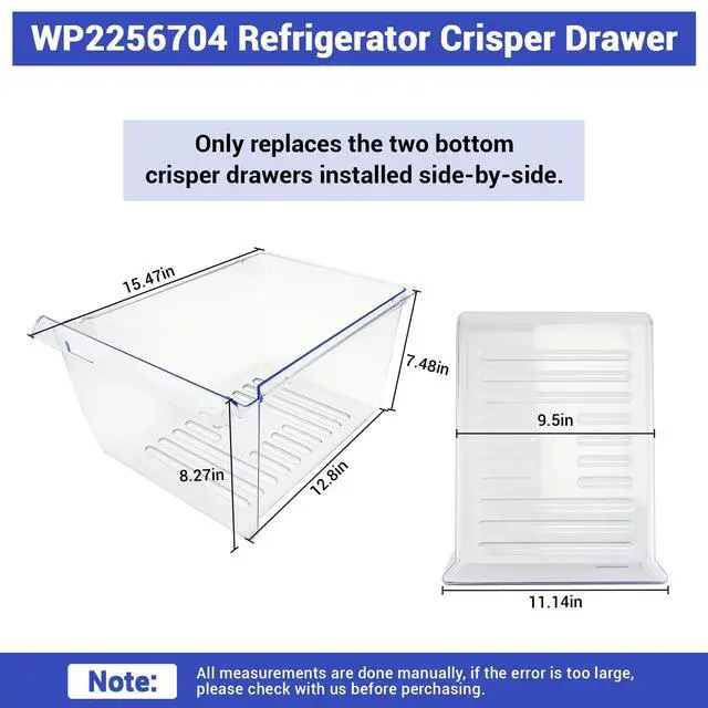 Alt view image 2 of 7 - WP2256704 Refrigerator Crisper Drawer (clear) Compatible with whirlpool, kenmore, amana, maytag etc. Refrigerator Crisper Pan 2256704 replace 1469225, PS11739936, AP6006849, EAP6006849 etc