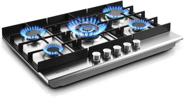 Main image of 30 inch Gas Cooktop, Gas Stove Top with 5 High Efficiency Burners, Built-in Stainless Steel Propane Cooktop for Kitchen, NG/LPG Convertible Stovetop, Thermocouple Protection