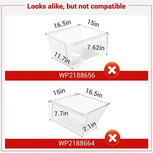 Alt view image 3 of 7 - WP2256704 Refrigerator Crisper Drawer (clear) Compatible with whirlpool, kenmore, amana, maytag etc. Refrigerator Crisper Pan 2256704 replace 1469225, PS11739936, AP6006849, EAP6006849 etc