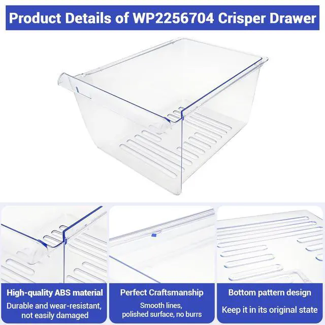 Alt view image 7 of 7 - WP2256704 Refrigerator Crisper Drawer (clear) Compatible with whirlpool, kenmore, amana, maytag etc. Refrigerator Crisper Pan 2256704 replace 1469225, PS11739936, AP6006849, EAP6006849 etc
