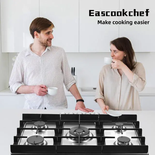 Alt view image 7 of 7 - 30 inch Gas Cooktop, Gas Stove Top with 5 High Efficiency Burners, Built-in Stainless Steel Propane Cooktop for Kitchen, NG/LPG Convertible Stovetop, Thermocouple Protection