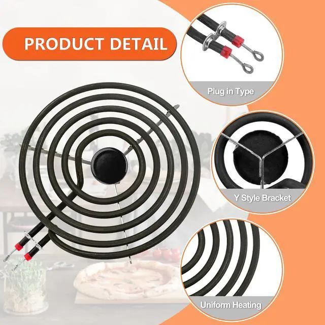 Alt view image 3 of 7 - 2*316048413(8") 2*316048414(6") Electric Stove Burner Drip Pans MP22YA Electric Range Burner Element Set MP15YA(6") MP21YA(8") Compatible with Frigidaire Kenmore Crosley Range Oven/Stove by