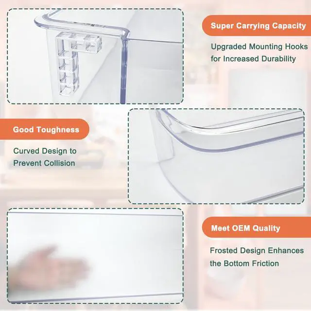Alt view image 6 of 6 - Upgraded MAN62749601 Refrigerator Door Basket Compatible with Basket-Door LDC24370ST, LDCS24223W, LDCS24223S etc and Kenmore Refrigerator Door Bin 79579043310, 79579043312, 79578042310, etc