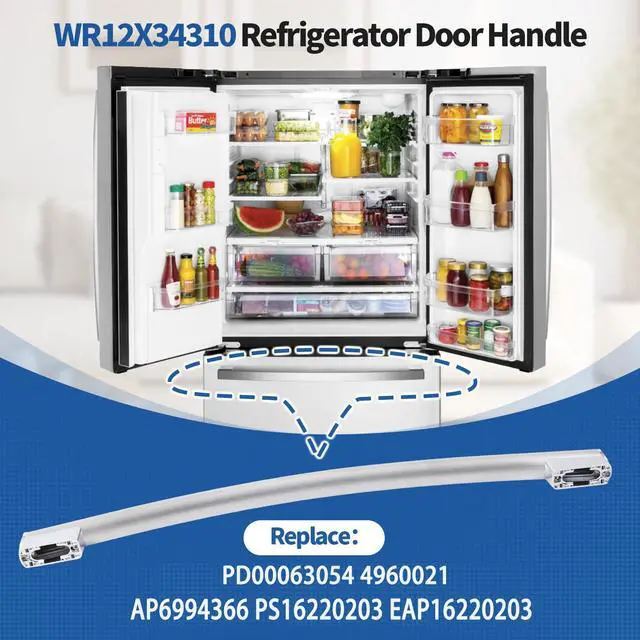 Alt view image 5 of 7 - WR12X34310 Freezer Door Handle Replacement for GE Refrigerator, Stainless Steel Freezer Drawer Handle Compatible with GNE25J GFE24J GDE25ESK GWE19J GYE18J Series