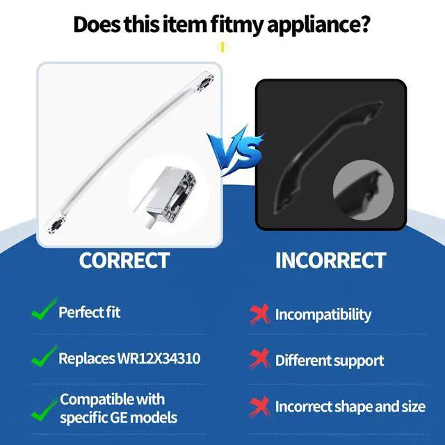 Alt view image 7 of 7 - WR12X34310 Freezer Door Handle Replacement for GE Refrigerator, Stainless Steel Freezer Drawer Handle Compatible with GNE25J GFE24J GDE25ESK GWE19J GYE18J Series