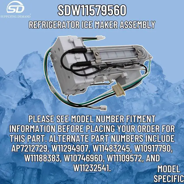 Alt view image 4 of 7 - W11579560 W11658802 Refrigerator Ice Maker Assembly Replacement Model Specific Not Universal