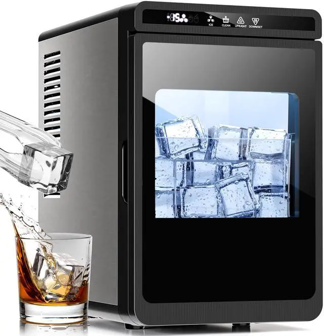 Main image of Clear Large Ice Cube Maker, Square Ice Cubes for Cocktails/Whiskey | 1.6" Square Ice Cubes,3 Pcs in 20 Mins, 155pcs/Day, 24H Timer, Self-Cleaning, 5 Ice Sizes, for Whiskey, Cocktails & Bourbon