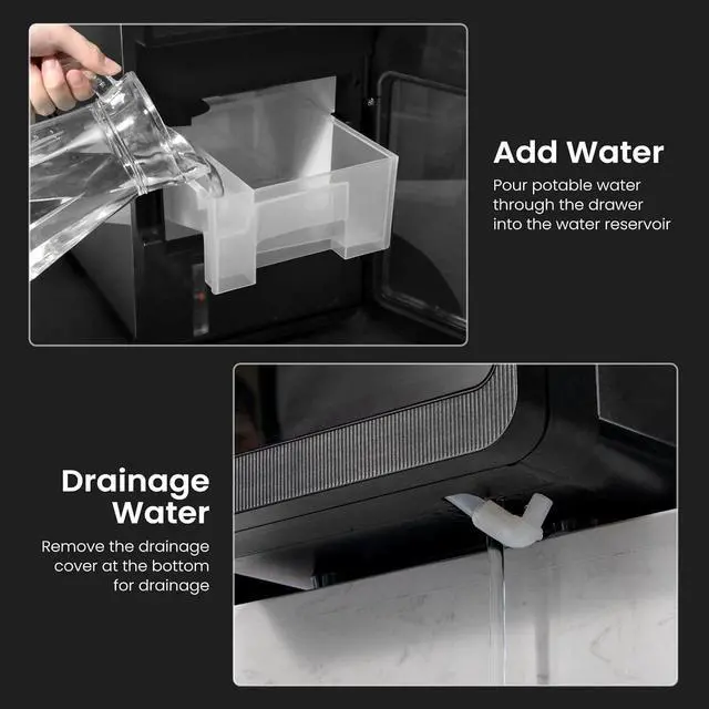 Alt view image 6 of 7 - Clear Large Ice Cube Maker, Square Ice Cubes for Cocktails/Whiskey | 1.6" Square Ice Cubes,3 Pcs in 20 Mins, 155pcs/Day, 24H Timer, Self-Cleaning, 5 Ice Sizes, for Whiskey, Cocktails & Bourbon