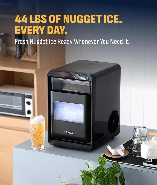 Alt view image 2 of 7 - Nugget Ice Maker Countertop | 44 lbs/Day Pebble Ice Machine with Self-Cleaning | Soft Chewable Pebble & Sonic-Style Ice | Black Stainless Steel