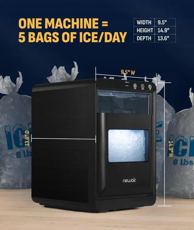 Alt view image 4 of 7 - Nugget Ice Maker Countertop | 44 lbs/Day Pebble Ice Machine with Self-Cleaning | Soft Chewable Pebble & Sonic-Style Ice | Black Stainless Steel
