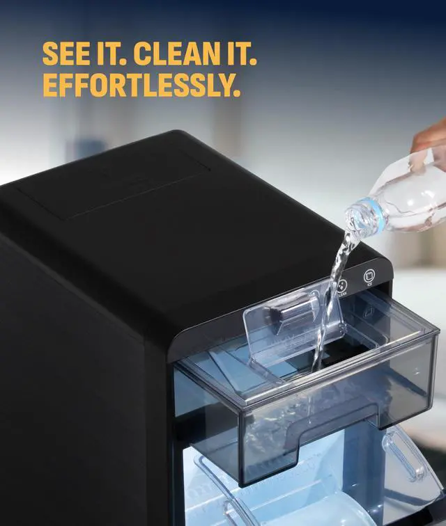 Alt view image 6 of 7 - Nugget Ice Maker Countertop | 44 lbs/Day Pebble Ice Machine with Self-Cleaning | Soft Chewable Pebble & Sonic-Style Ice | Black Stainless Steel