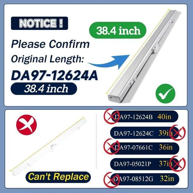 Alt view image 3 of 7 - DA97-12624A Refrigerator Door Flipper Assembly Compatible with Samsung RF323TEDBSR, Sam-Da97-12624a Refrigerator Door Mullion with Heater Replaces 3319840 AP5623125 PS4176633 EAP4176633