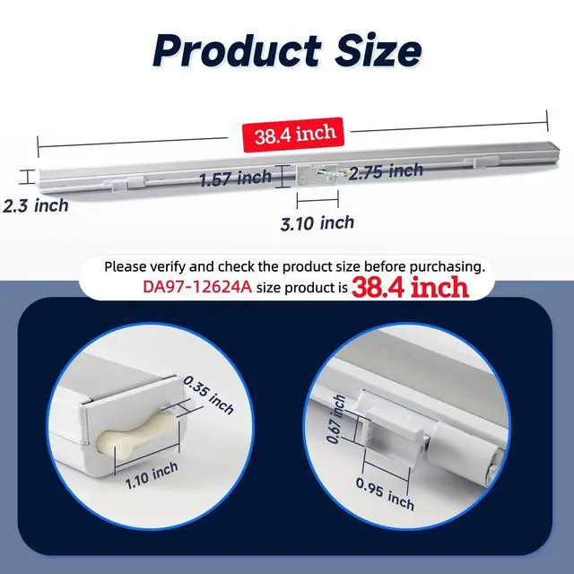 Alt view image 2 of 7 - DA97-12624A Refrigerator Door Flipper Assembly Compatible with Samsung RF323TEDBSR, Sam-Da97-12624a Refrigerator Door Mullion with Heater Replaces 3319840 AP5623125 PS4176633 EAP4176633