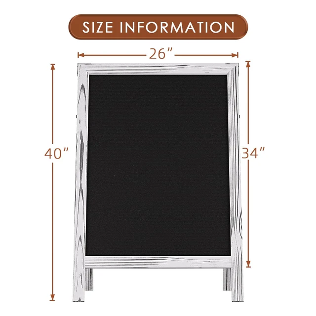 Alt view image 2 of 7 - A-Frame Sidewalk Sign 40" x 26", Double-Sided Felt Sandwich Letter Board with Changeable Letters, Letter Board Sign with Stand for Restaurant, Retail, Church, Wedding, Outdoor Event, White