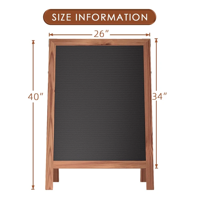 Alt view image 2 of 7 - A-Frame Sidewalk Sign 40" x 26", Double-Sided Felt Sandwich Letter Board with Changeable Letters, Letter Board Sign with Stand for Restaurant, Retail, Church, Wedding, Outdoor Event, Dark Brown