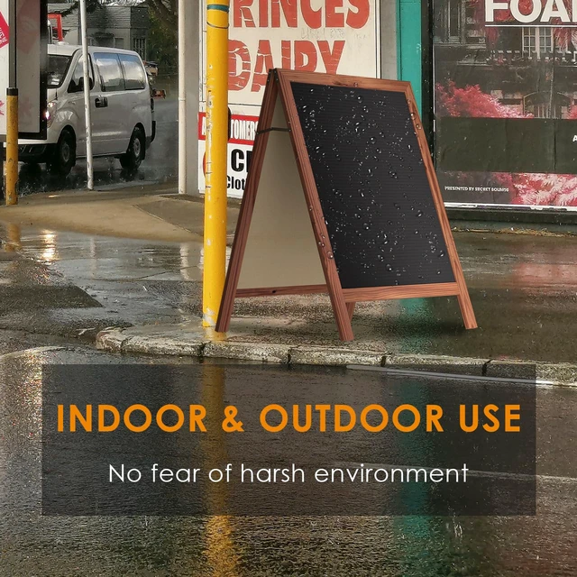 Alt view image 7 of 7 - A-Frame Sidewalk Sign 40" x 26", Double-Sided Felt Sandwich Letter Board with Changeable Letters, Letter Board Sign with Stand for Restaurant, Retail, Church, Wedding, Outdoor Event, Dark Brown