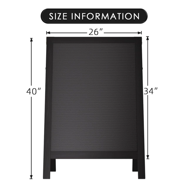 Alt view image 2 of 7 - A-Frame Sidewalk Sign 40" x 26", Double-Sided Felt Sandwich Letter Board with Changeable Letters, Letter Board Sign with Stand for Restaurant, Retail, Church, Wedding, Outdoor Event, Black
