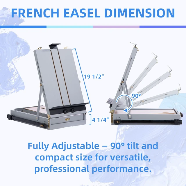 Alt view image 3 of 6 - 37 Pcs Acrylic Painting Set with French Easel, Gray Professional Artist Easel Kit with Canvas, Paintbrush, Paints Suitable for Adults, Artists and Beginners